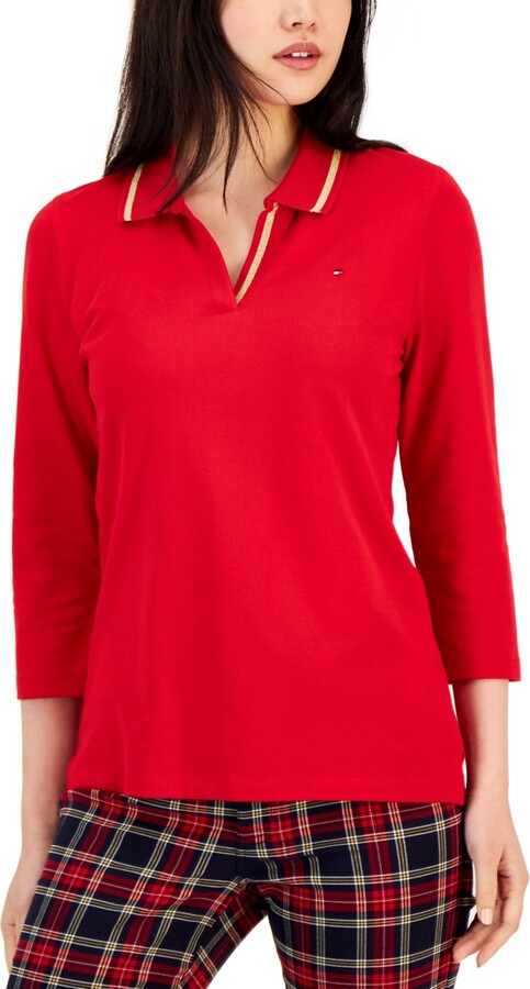Tommy Hilfiger Red Women's Polos | ShopStyle