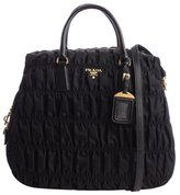 Thumbnail for your product : Prada black quilted nylon convertible leather top handle bag