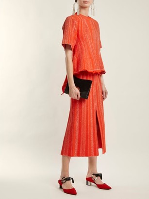 Proenza Schouler Textured-knit Midi Skirt - Red White
