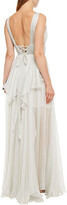 Thumbnail for your product : Maria Lucia Hohan Sage Crystal-embellished Gathered Silk-crepon Gown