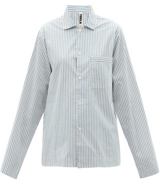Tekla Striped Organic-cotton Poplin Pyjama Shirt - Blue Stripe
