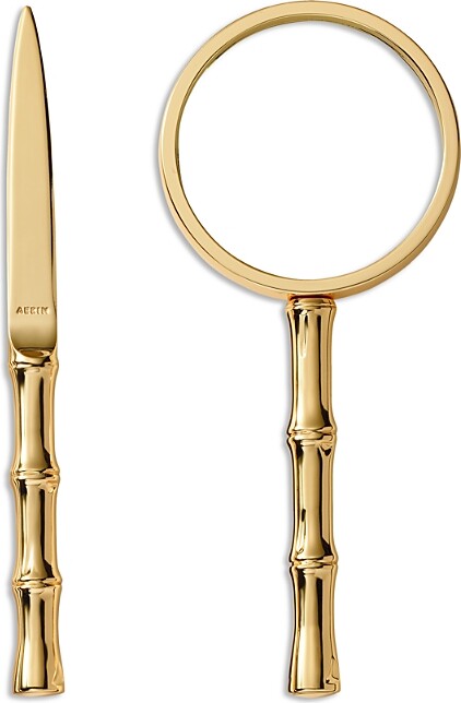 AERIN Ava Brass Bamboo Magnifying Glass & Letter Opener