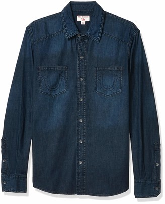 true religion denim shirt mens