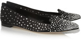 Thumbnail for your product : Sergio Rossi Crystal-embellished satin point-toe flats