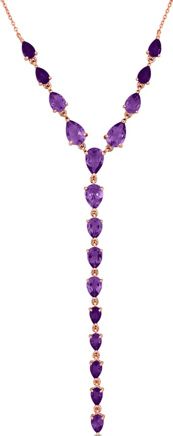 Mimi & Max 9 1/2ct TGW Pear-Cut Amethyst Lariat Necklace in Sterling Silver-18 in + 2 ext.