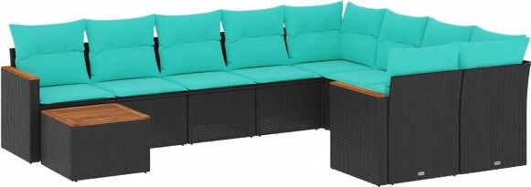 VidaXL vidaXL10PiecePatioSofaSetwithCushionsBlackPolyRattan