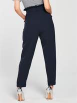 Thumbnail for your product : Lost Ink Petite Pleat Detail Peg Trouser - Navy