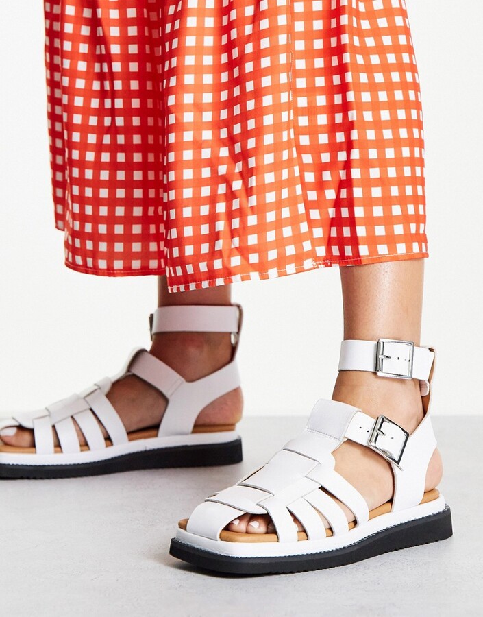 Topshop Pace leather Gladiator Sandal in White - ShopStyle