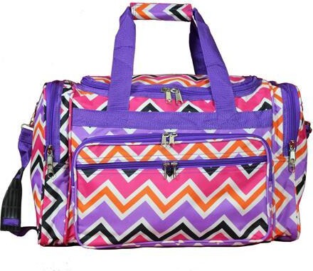World Traveler 19-inch Carry-On Shoulder Duffel Bag - Purple Trim Chevron Multi