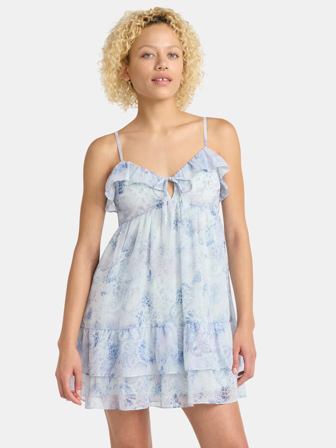 No Boundaries Ruffle Tier Mini Dress, Women’s
