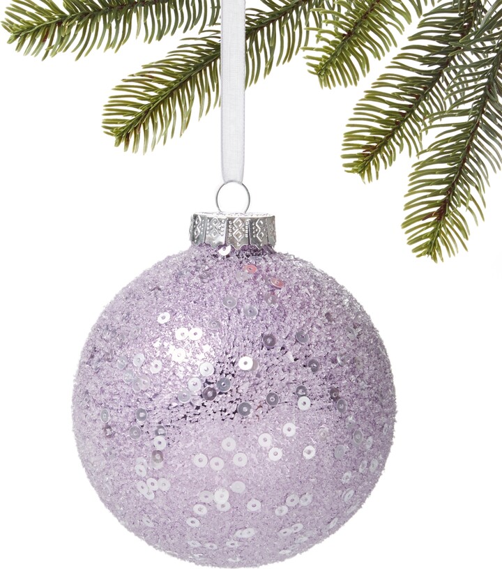 Holiday Lane Plum Holiday Embellished Purple Ball Ornament, Created for Macy's