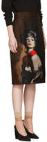 Thumbnail for your product : Prada Brown Mikado Girl Poster Skirt