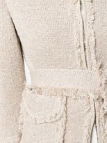 Thumbnail for your product : Charlott Belted Frayed-Trimmed Cardigan