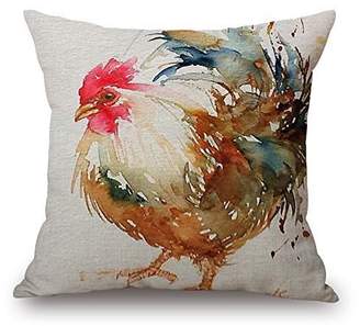 Crystal Emotion Rooster Painting Decorative Pillowcases Cotton Linen Pillow Covers