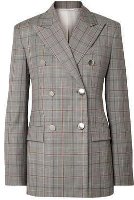 Calvin Klein Double-breasted Prince Of Wales Checked Wool Blazer - Gray