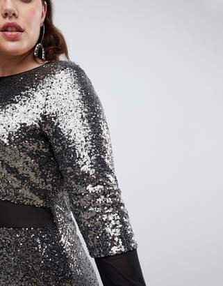 ASOS Curve CURVE All Over Sequin With Mesh Inserts Mini Dress