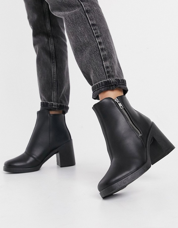 Topshop heeled Chelsea boots in black - ShopStyle