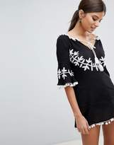 Thumbnail for your product : boohoo Embroidered Pom Trim Dress