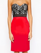Thumbnail for your product : Elise Ryan Lace Top Midi Pencil Dress With Contrast Skirt