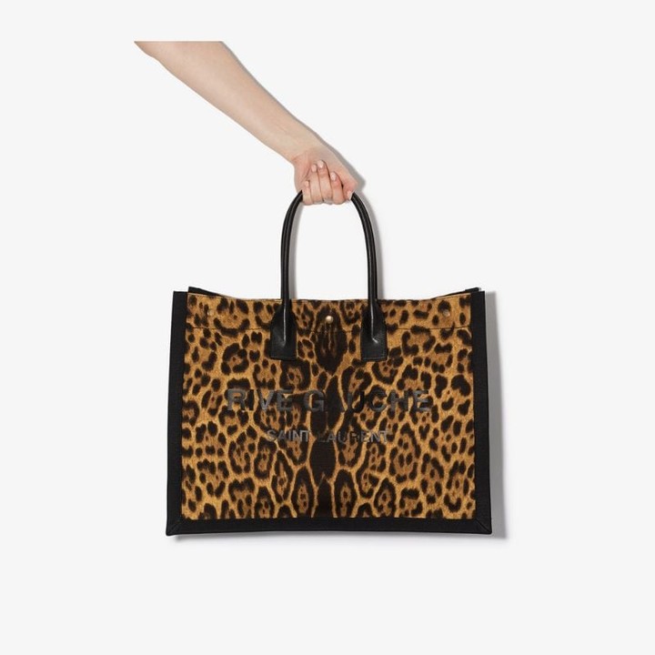 leopard print canvas tote bag