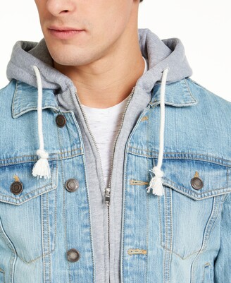 Sun + Stone Men's Phoenix Trucker Hooded Denim Jacket, Created for Macy's