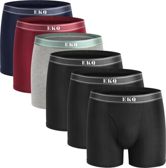 EKQ Mens Bamboo Underwear Boxer Multipack Briefs Breathable Tagless  Underpants with Fly Pouch Comfy Stretch Men's Trunk 6-Pack (3 Black -  ShopStyle