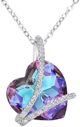 Swarovski EleQueen 925 Sterling Silver CZ Heart of Ocean Titanic Inspired Pendant Necklace Adorned with Crystals