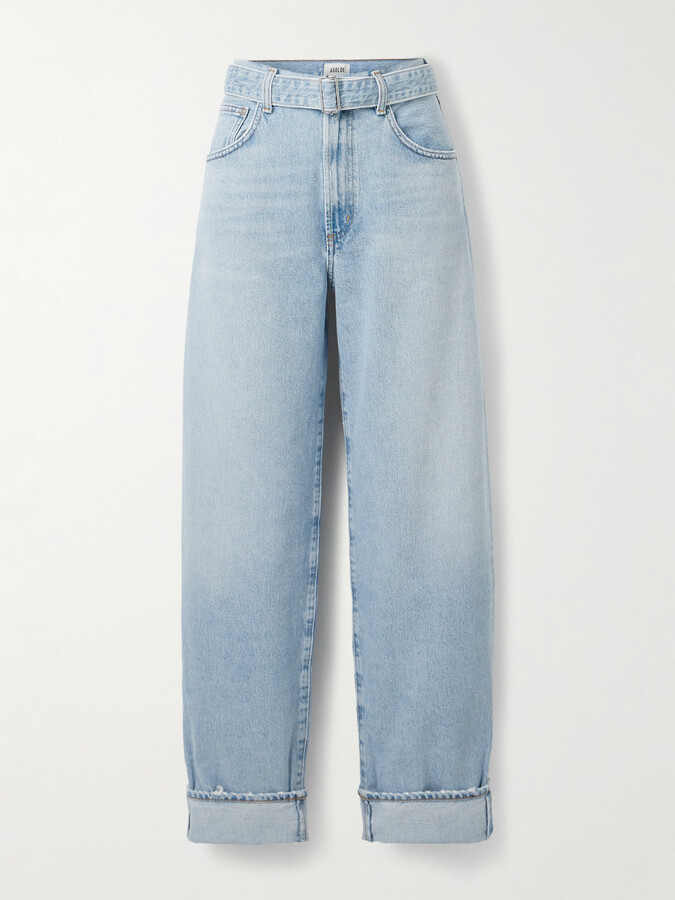 AGOLDE - Cuffed Taper Belted Mid-rise Straight-leg Jeans - Blue