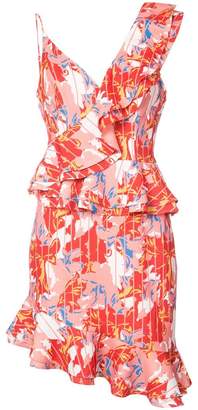 C/Meo floral asymmetric ruffle dress