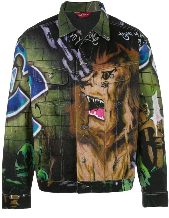 supreme lions puffy jacket