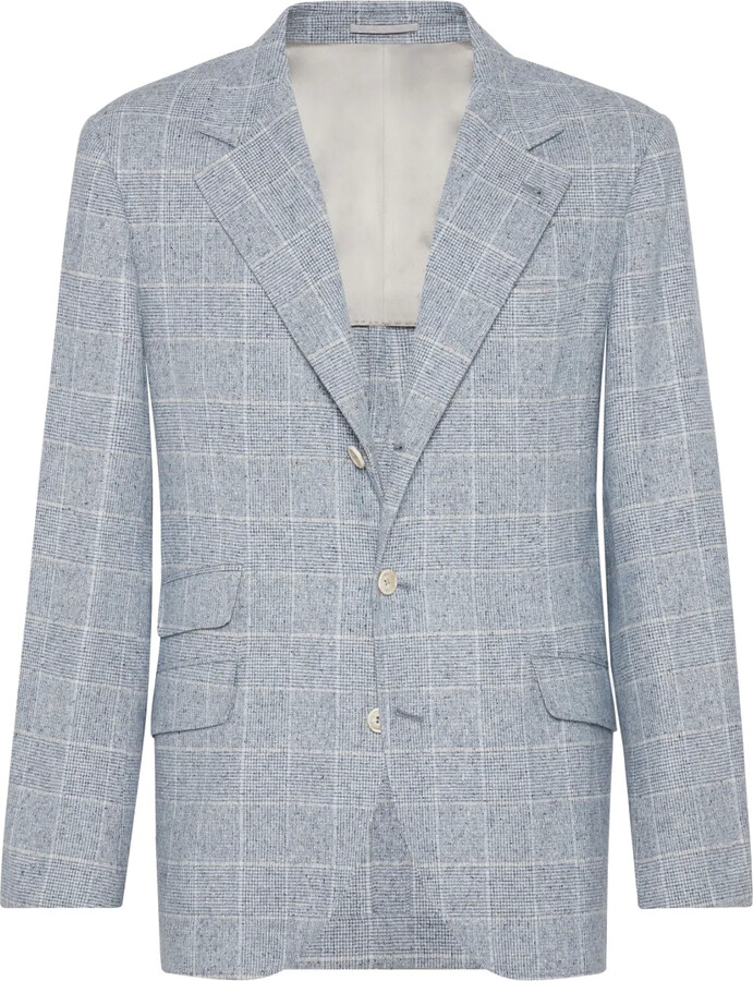 Brunello Cucinelli Single-Breasted Checked Blazer
