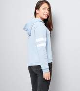 Thumbnail for your product : New Look Girls Pale Blue Stripe Sleeve Hoodie