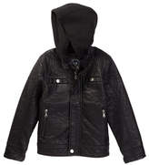 Thumbnail for your product : Urban Republic Buffalo Faux Leather Biker Jacket with Hood (Big Boys)