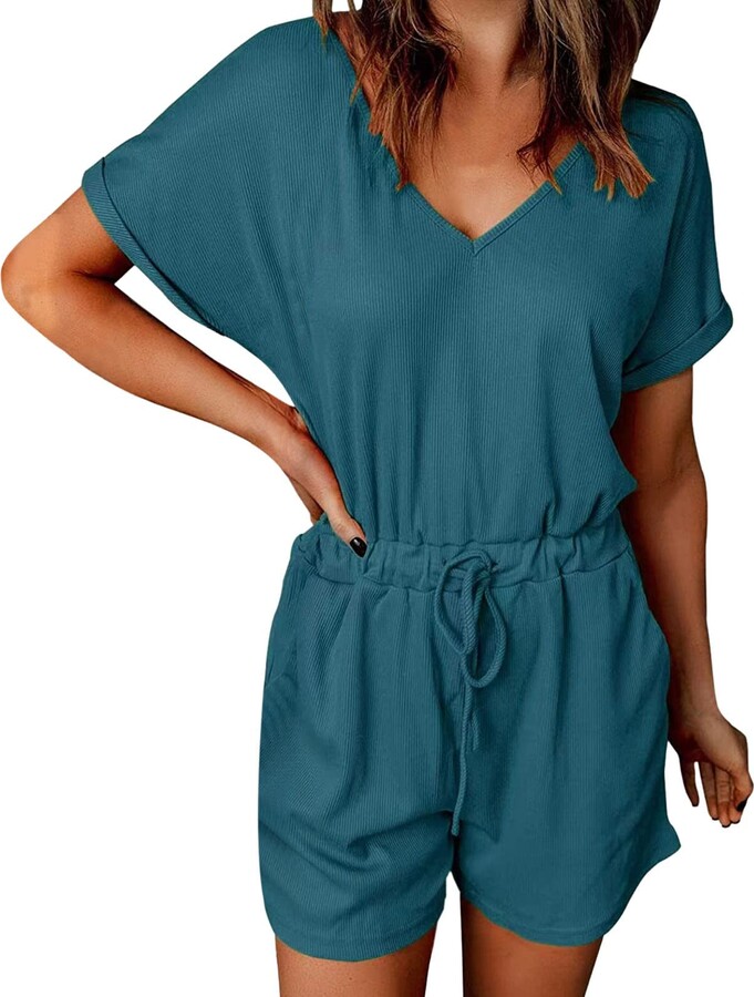 Generic Halter Jumpsuit Plus Size Lace Romper Jumpsuit Denim