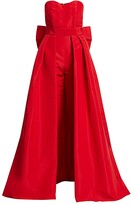Thumbnail for your product : Alexia Maria Convertible Bow-Embellished Silk Faille Jumpsuit