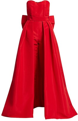Alexia Maria Convertible Bow-Embellished Silk Faille Jumpsuit