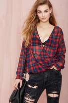 Thumbnail for your product : Nasty Gal Sheer Plaid-ness Top