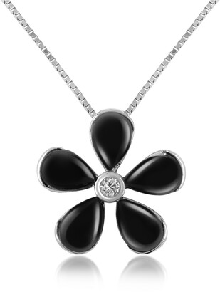 Del Gatto Diamond Gemstone Flower 18K Gold Pendant Necklace