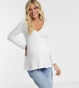 Thumbnail for your product : ASOS Maternity ASOS DESIGN Maternity button front top in waffle