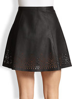 Thumbnail for your product : Joie Senica Laser-Cut Leather Skirt