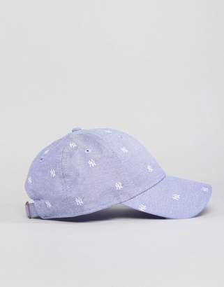 New Era 9forty Cap With Mini Ny Embroidery In Denim Blue