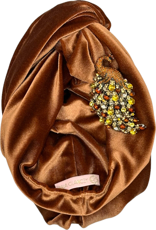 Julia Clancey - Peacock Cocoa Turban - ShopStyle Hats