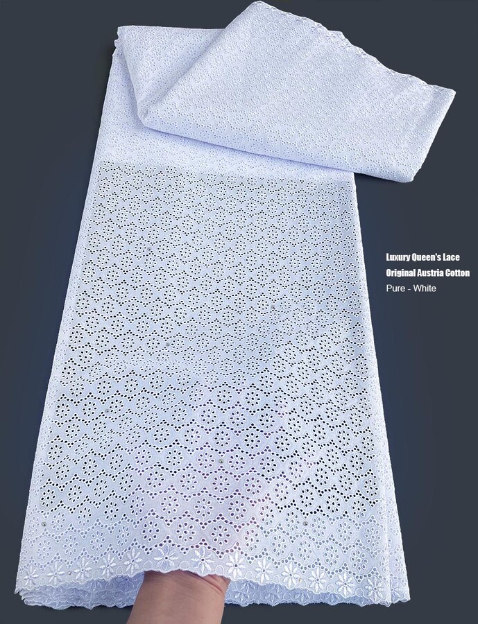 Hannlin Royal Luxury Queen Lace Original Austria Cotton African Polished Fabric inspired Garment Korea Made for Occasions Celebrants 5 Yards