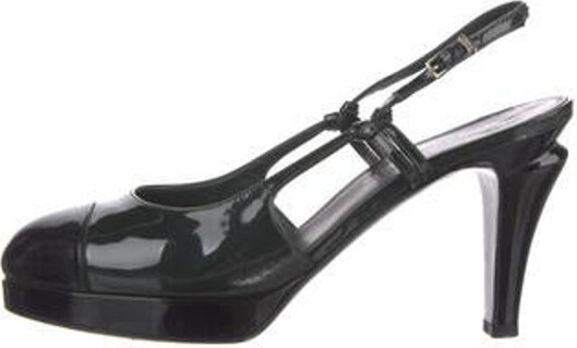 Chanel Patent Leather Slingback Sandals - ShopStyle