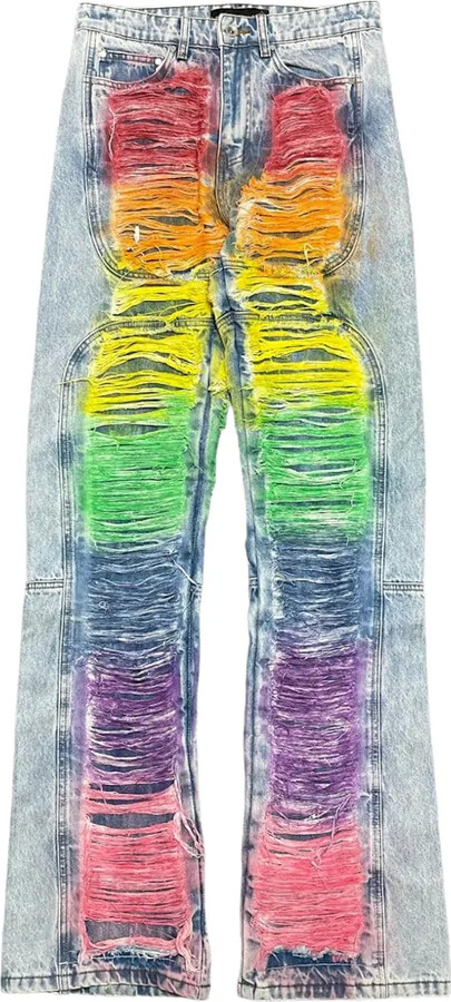 Who Decides War ROYGBIV distressed signature jeans