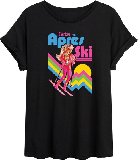 Barbie Women'sBarbieRetroApresSkiOversizedGraphicT-Shirt-Black-2X-Large