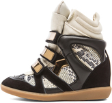 Thumbnail for your product : Isabel Marant Bonny Python Over Basket Calfskin Velvet Leather Sneakers in Black