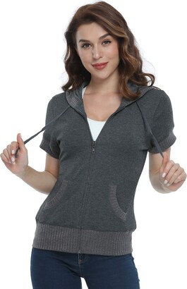 MISS MOLY Hoodie Womens Zip Up Jacket Summer T Shirt Lightweight Sweatshirt  Dark Grey X-Large - ShopStyle