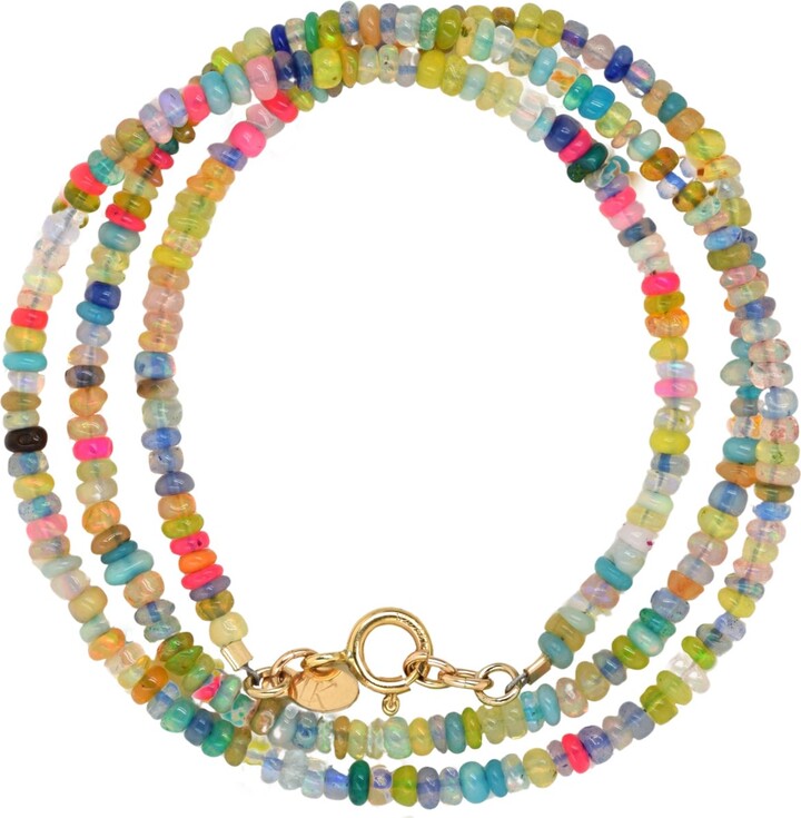 Lori Kaplan Design Gold Triple Wrap Bracelet Multi-Colored Opal / Necklace
