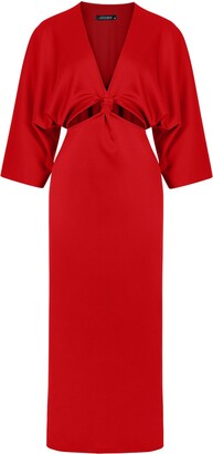 NOCTURNE - Nocturne Red Midi Dress With Knot